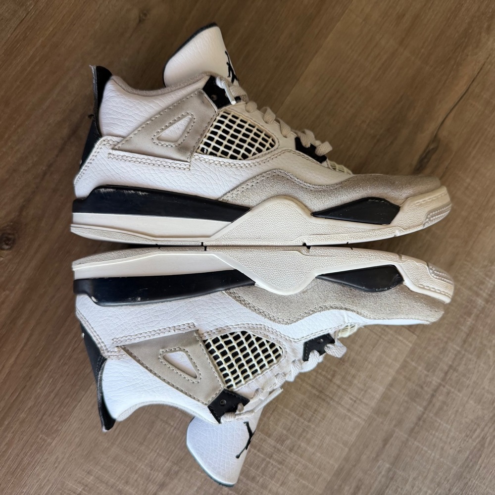 Jordan 4 Retro Military Black GS Kids Sneakers White Grey BQ7669-111 Size 2Y